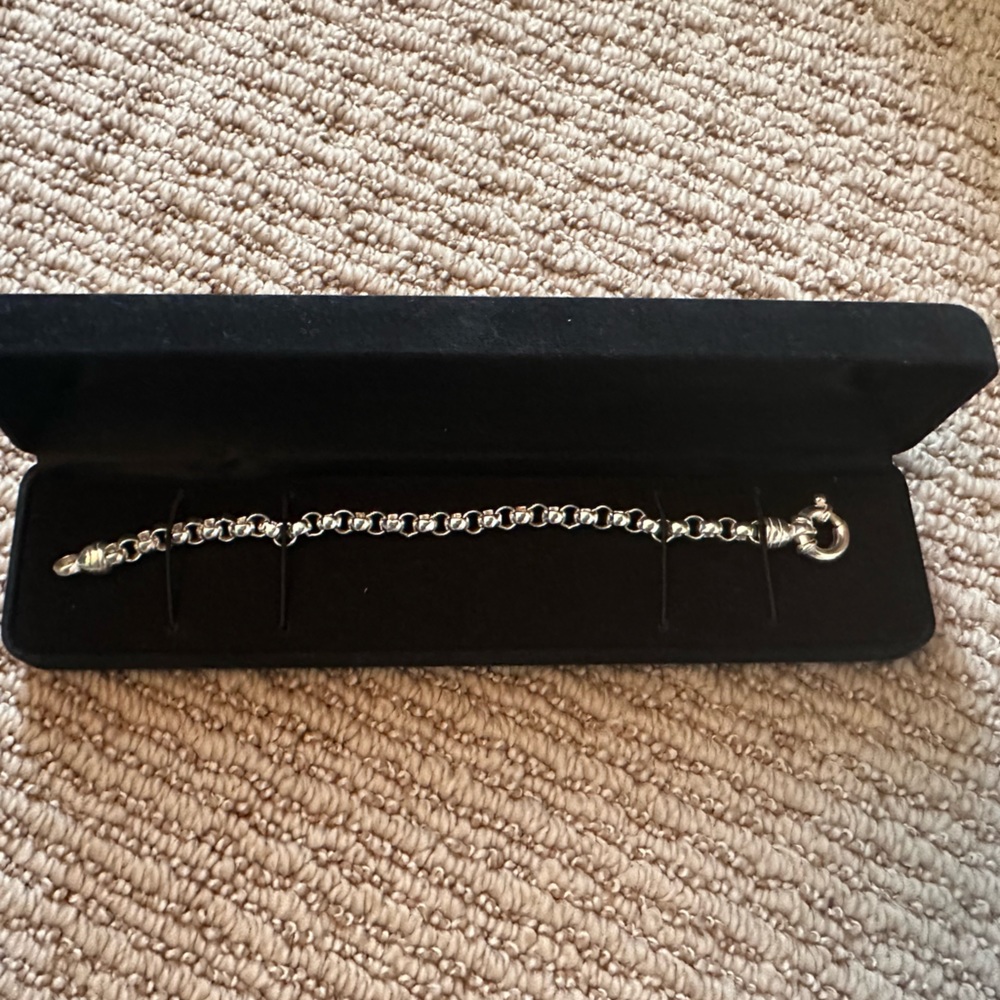 Sterling Silver (925) rolo chain necklace & bracelet set - fish hook closure - Picture 6 of 7